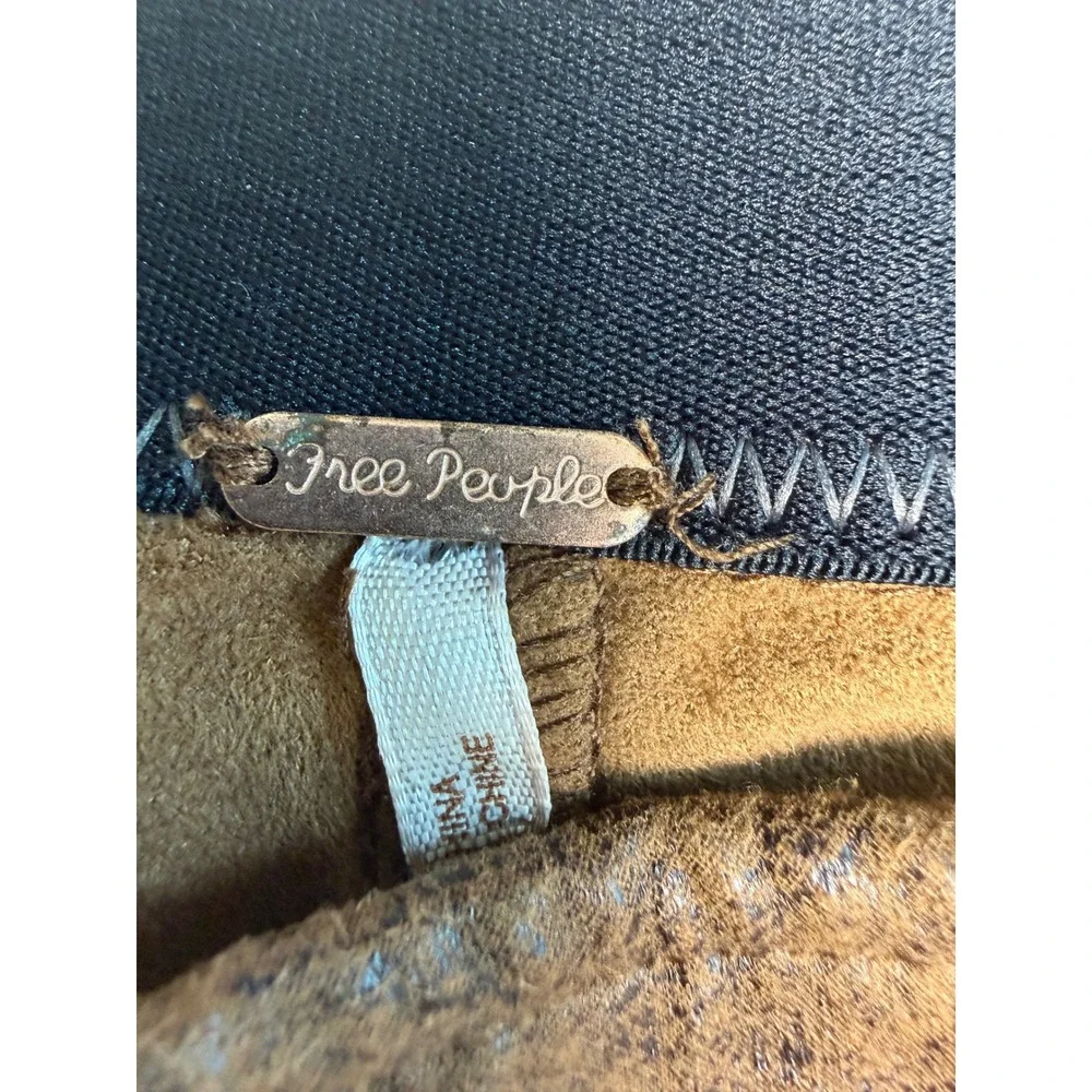 Free People‎ Vegan Leather Leggings Cognac Brown Moto Skinny Pants Size 2